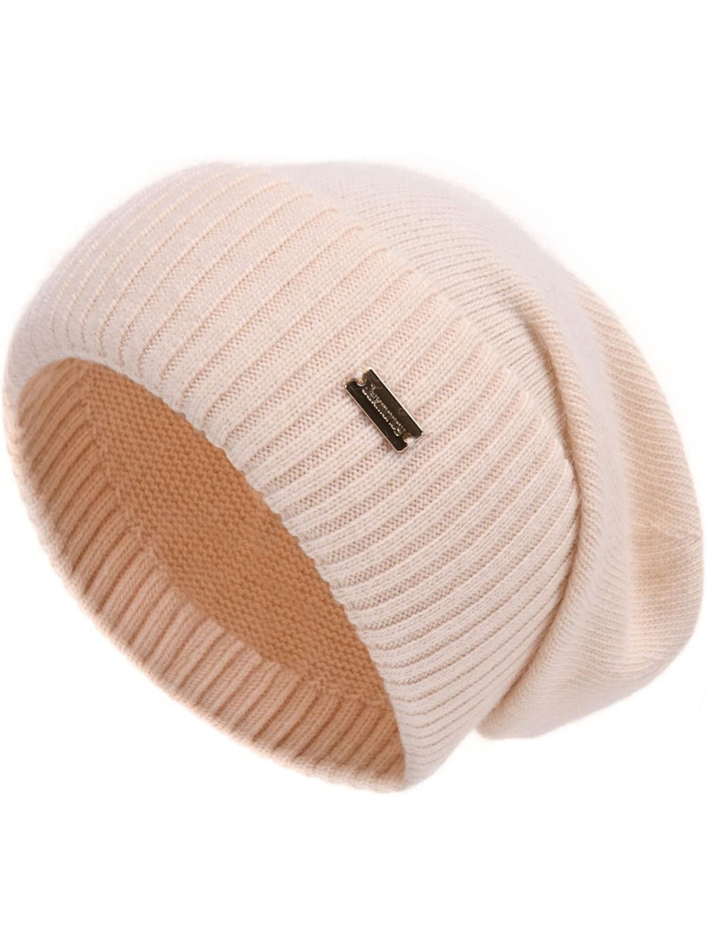 Cozy Ribbed Slouch Beanie in Cream